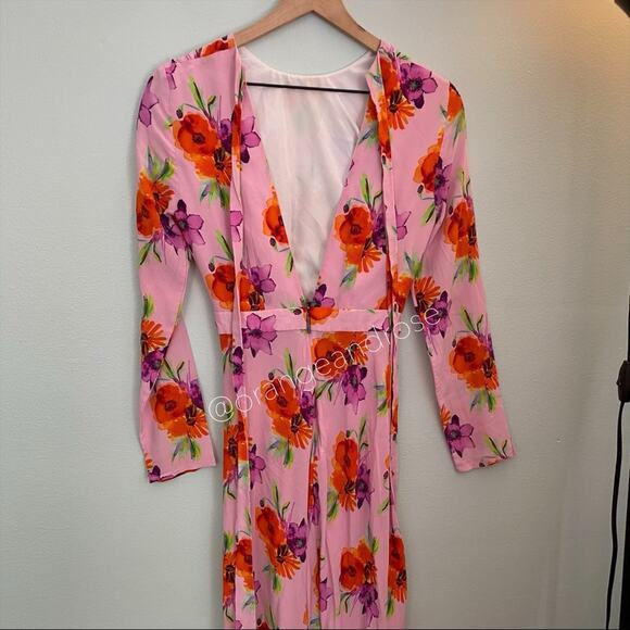 MSGM Milano Pink Floral Long Sleeve Maxi Dress S/M - Picture 8 of 13